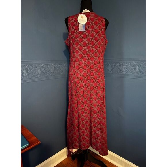 La Mer Luxe Sleeveless Cora Midi Dress in Cannea Crimson Black Color Sz M - Picture 2 of 2